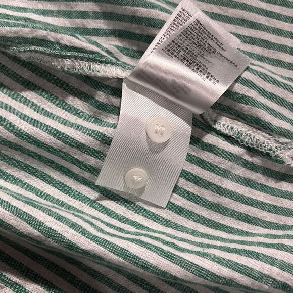 H&M linen blend shirt green striped - Picture 9 of 9